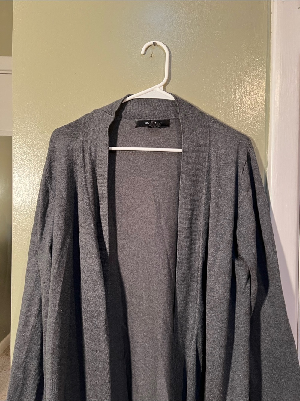 89th & Madison Women's Size XL Open Front Cardigan Sweater Dark Charcoal Gray - Picture 2 of 8